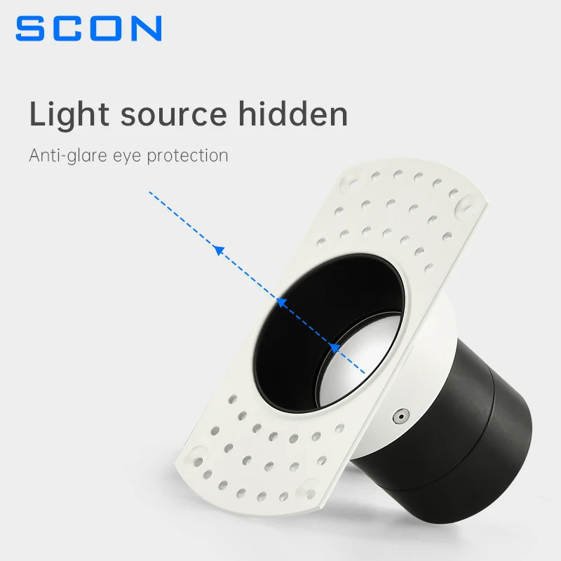 SCON Mini Square Frameless 5w COB LED Spotlight Recessed Ceiling Wall Washing Lamp CRI Ra93 2700k 3000k 4000k Anti-glare Light