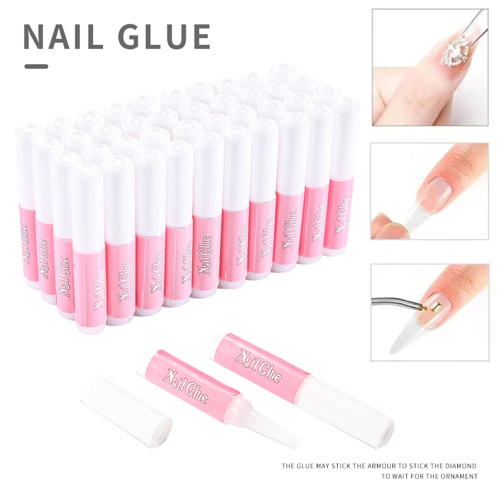 2g * 10 Stuks Druk op Nagels Mini Transparante Lijm Snel Droog Versieren Tips Acryl Kunstnagels Lijm op Nagels Strass Verlenging Lijm