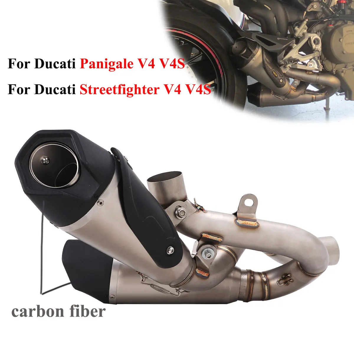 

Slip On For Ducati Panigale V4 Streetfighter V4 V4S Motorcycle Exhaust System Escape Muffler Middle Pipe Streetfighter Exhaust