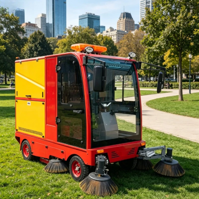 Electric Road Sweeper Easy Maintain Park Sweeping Rig For Community Property Daily Road Leaf Garbage Sweeping Sanitation