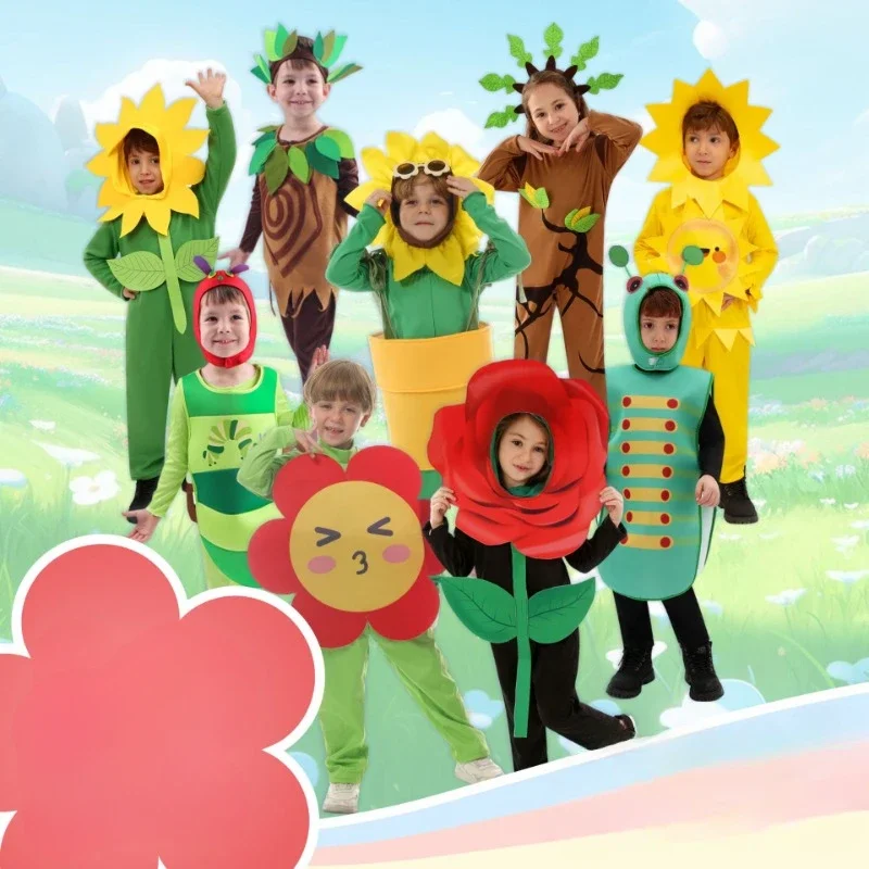 

Sunflower Rose Tree Caterpillar Sun Cosplay Costume Holliday Stage Performance Cos Jumpsuit Halloween Carnival Party Outfits