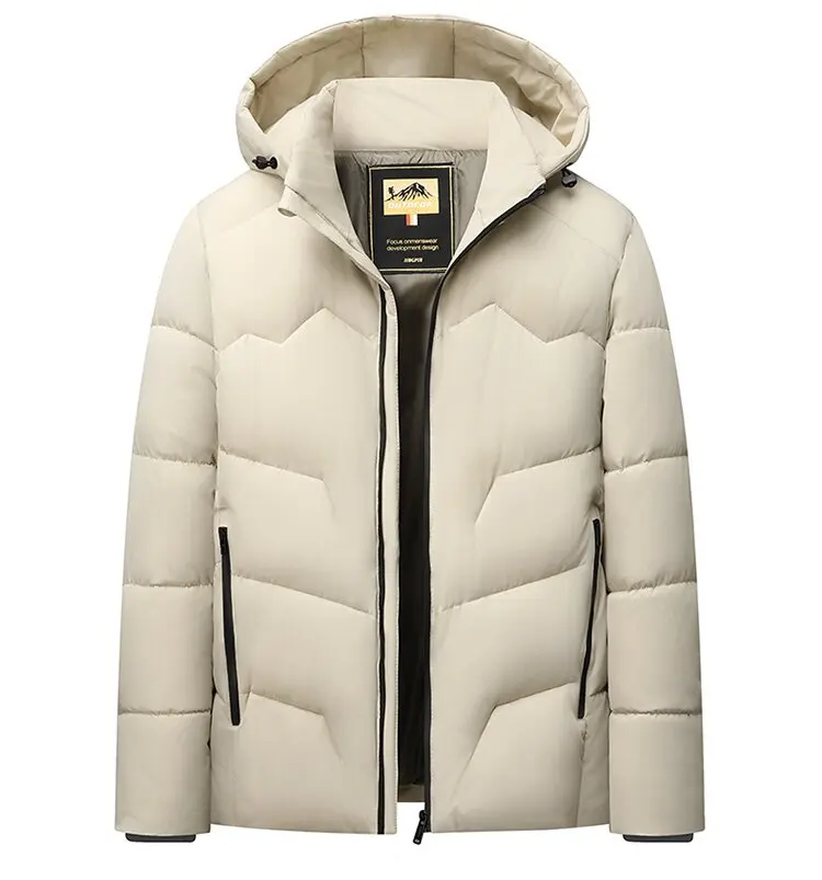 Winter new solid color outdoor sports thickened warm windproof cotton jacket men's casual loose plus size hooded coat