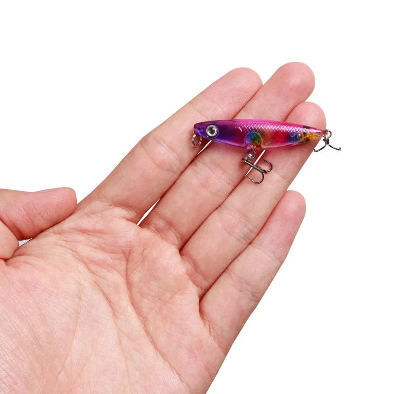 

1Pcs Zigzag Dog Floating Topwater Pencil 45mm 2g Wobblers Mini Hard Bait Crankbait Treble Single Hook Camping Fishing Tackle