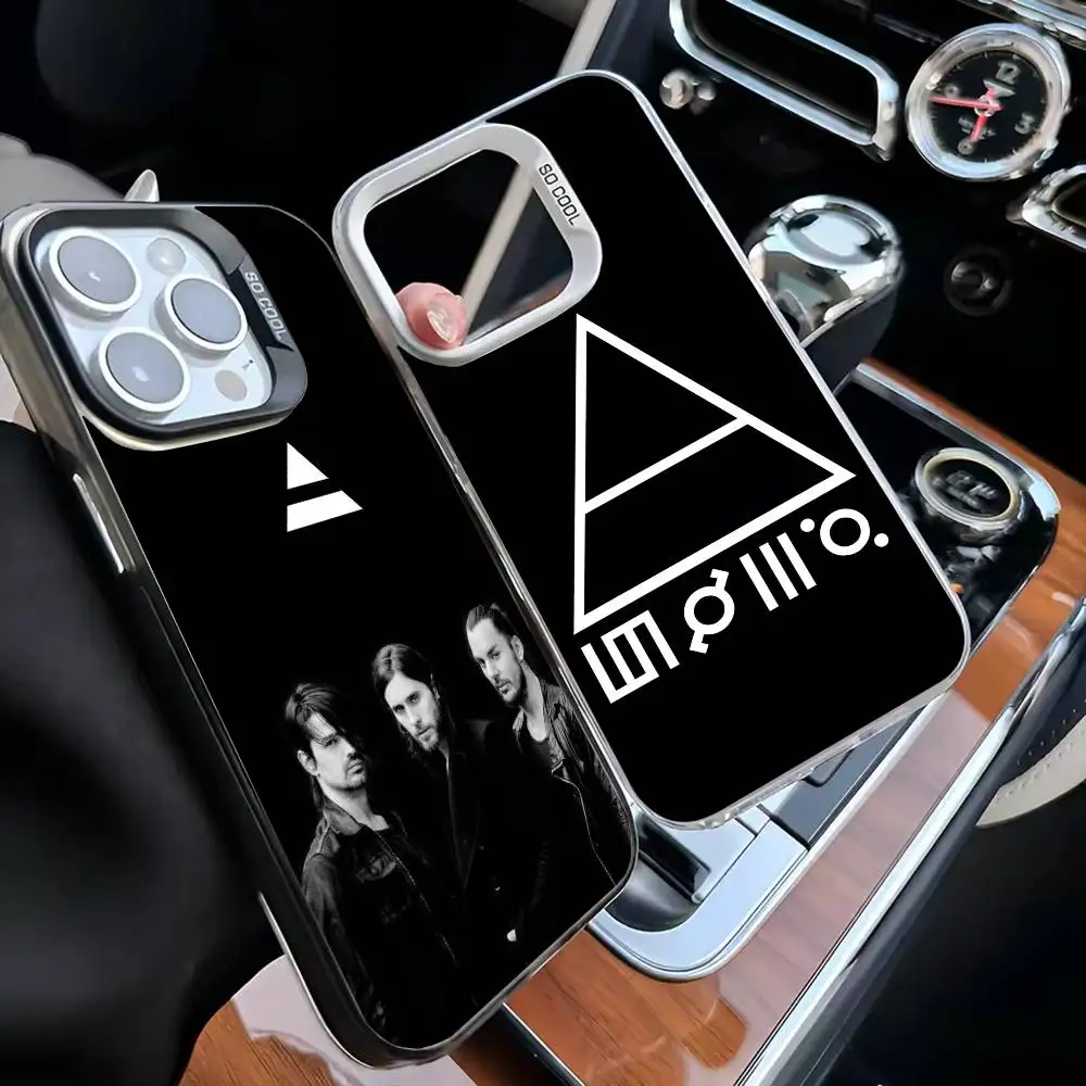 

30 Second To Mars 30STM Phone Case For iPhone 16,15,14,13,12,11,Mini,Pro,MAX White Matte Shockproof Cover