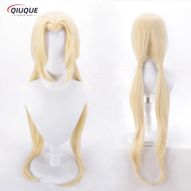 High Quality Anime Tsunade Cosplay Wig 100cm Long Straight Yellow Heat Resistant Synthetic Hair Halloween Wigs   Wig Cap