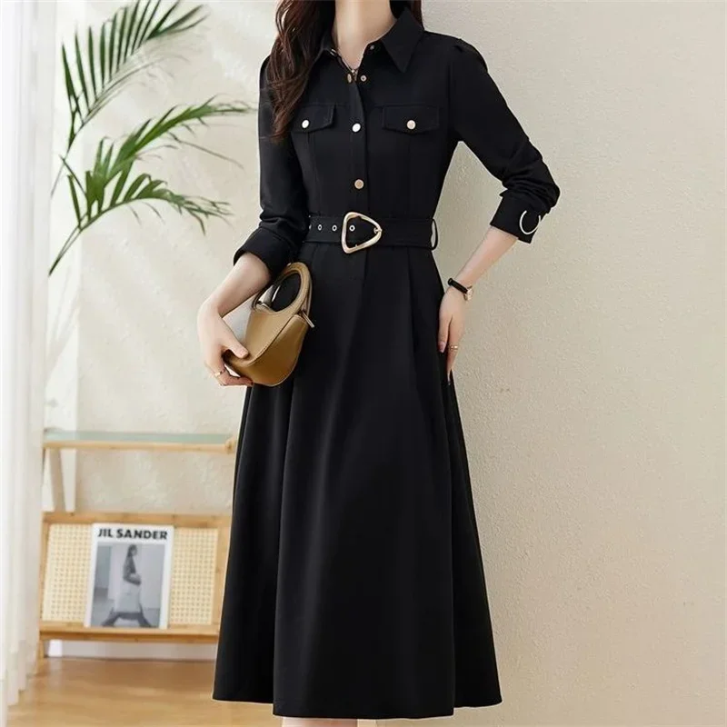 High quality Dress Women 2026 New Autumn Fashion Temperament Slim Casual All-match Party Dresses Female Vestidos KX138