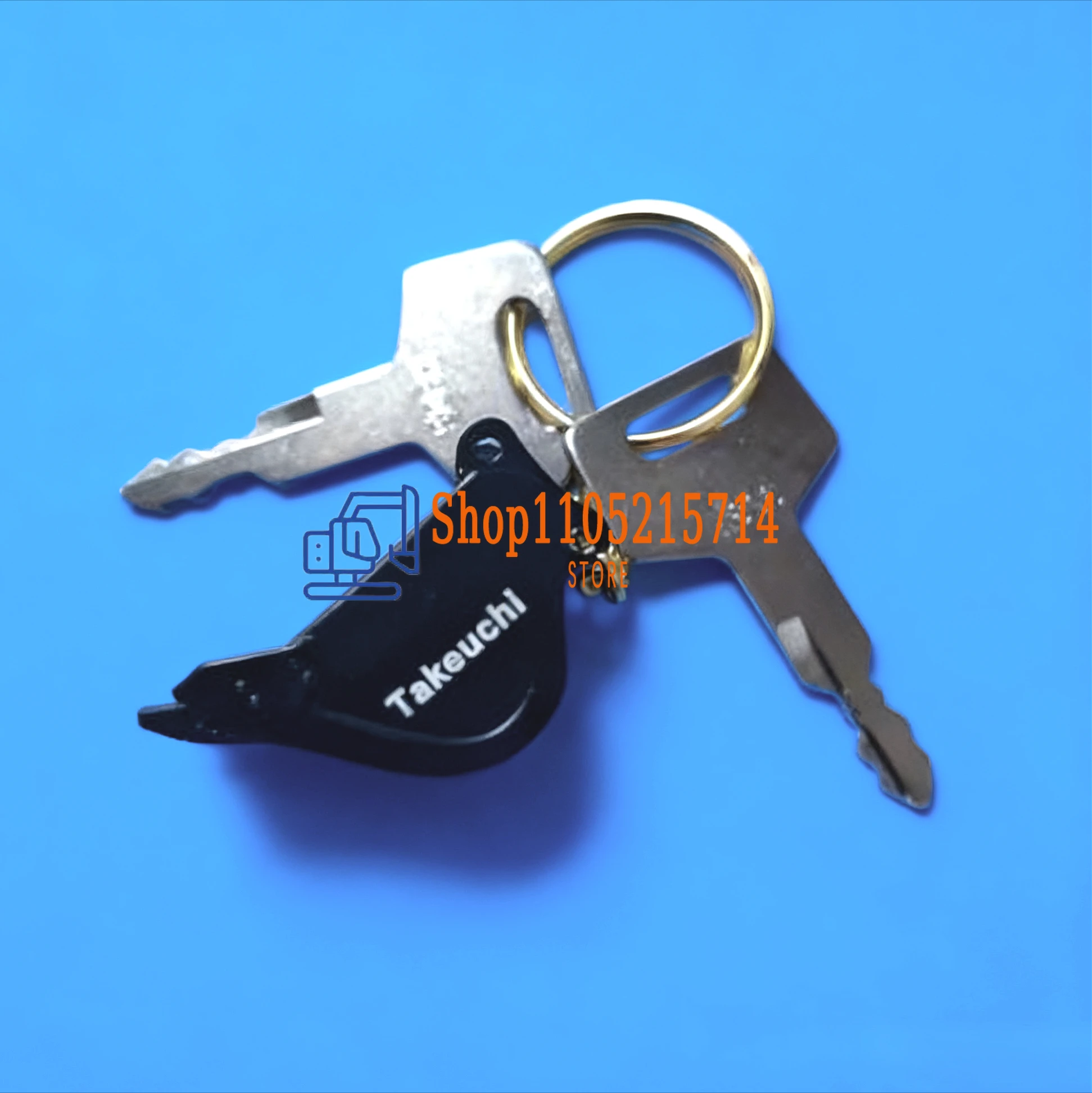 2pcs H806 Excavator Key with Keychain for Takeuchi 60/75150/160/175/180 Fuel Tank Cover Ignition Switch Start Key