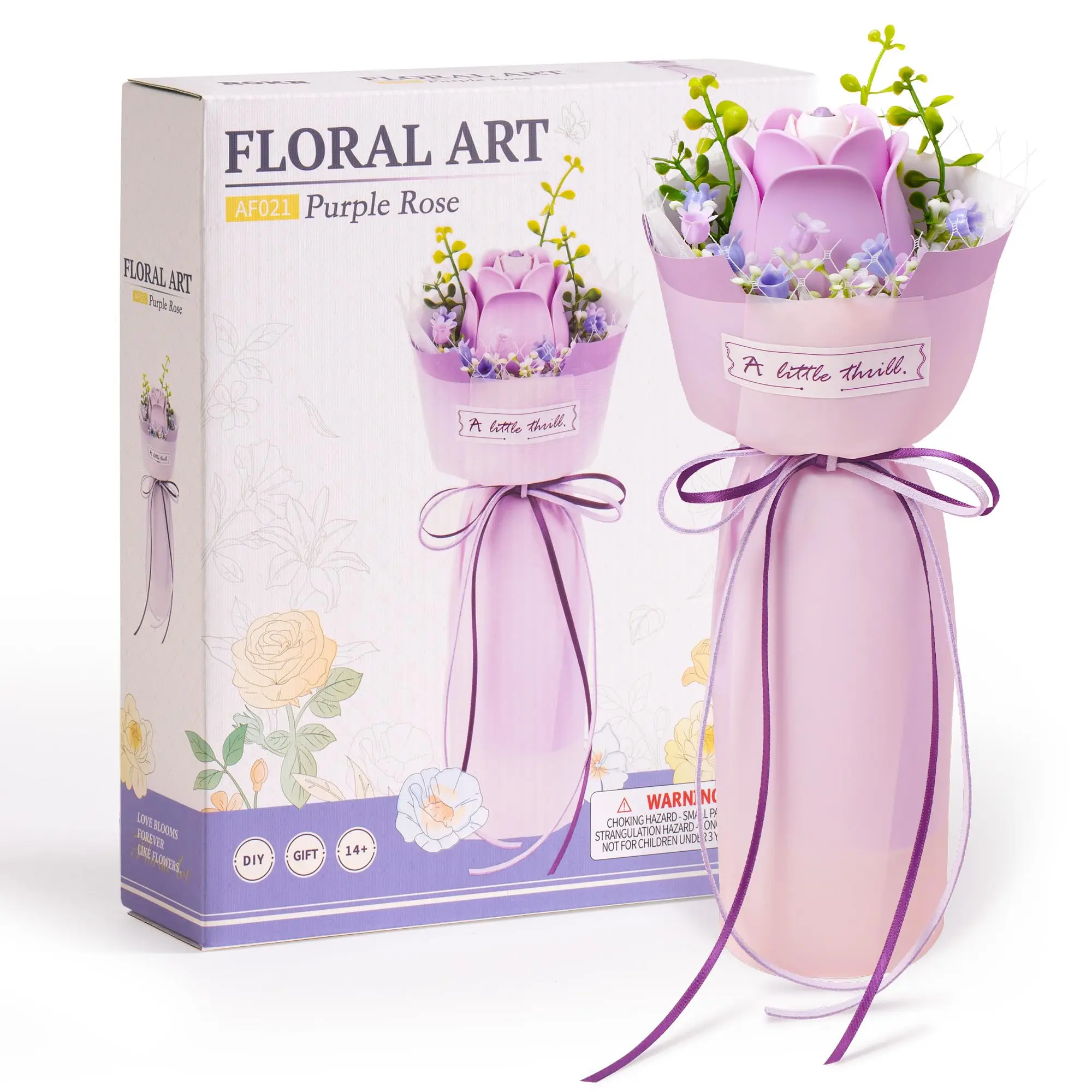 ROBOTIME 3D-Blumen-Puzzle-Modellbausätze zum Bauen von Blumen-Sets, Blumenstrauß, Dekoration, Geschenke, Basteln, Heim-Display mit Ständer, AF011/AF021