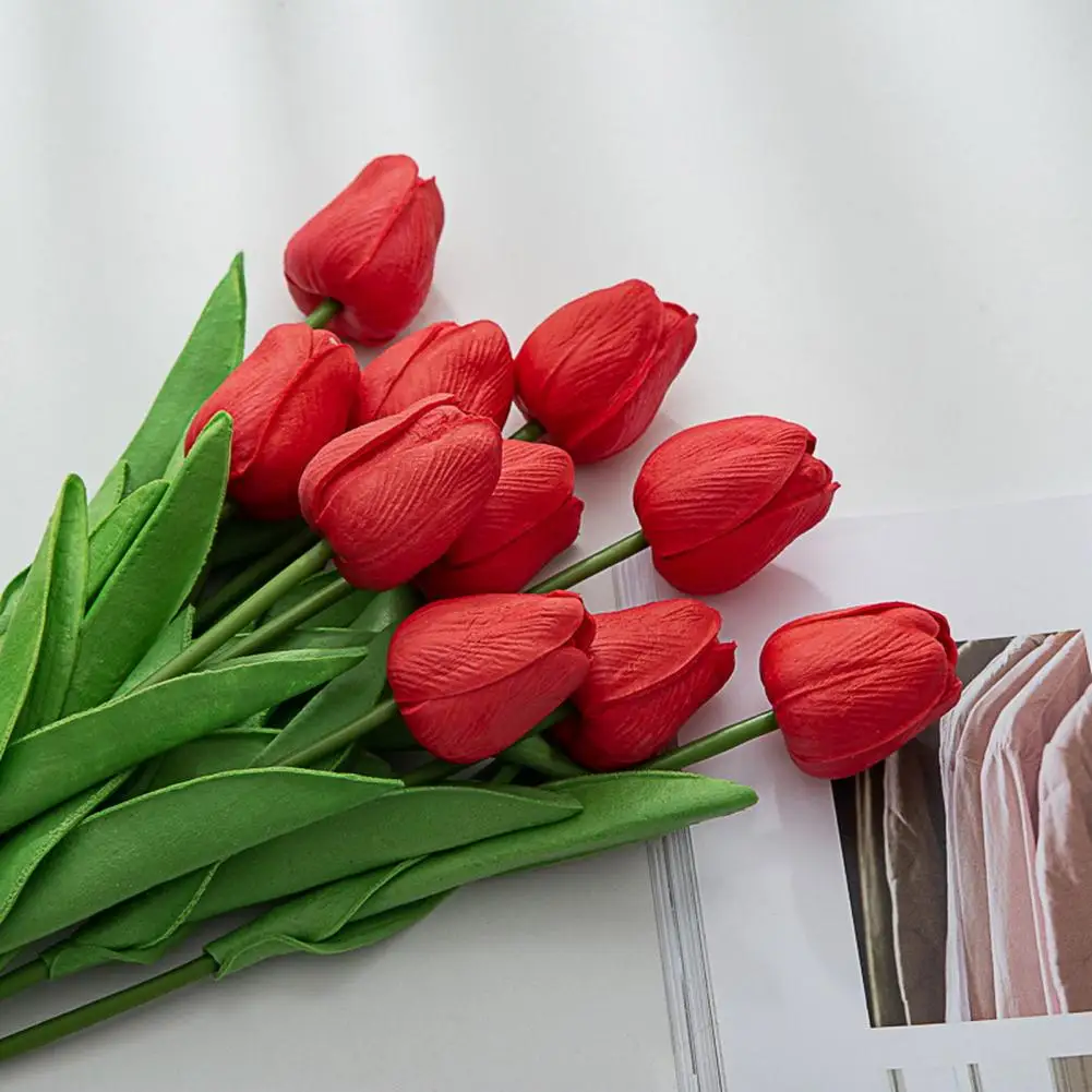 Fake Tulips for Home Decor Real Touch Multicolor Artificial Tulip Flowers for Home Decoration Office Table Party Wedding Velvet