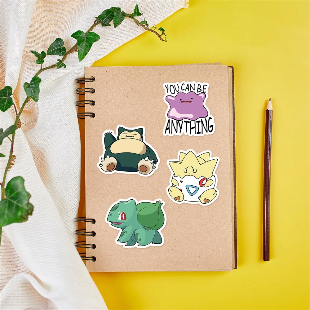50 Uds dibujos animados Pokemon diferentes personajes juguetes pegatinas decoración ordenador teléfono libro equipaje nevera no repetir pegatinas