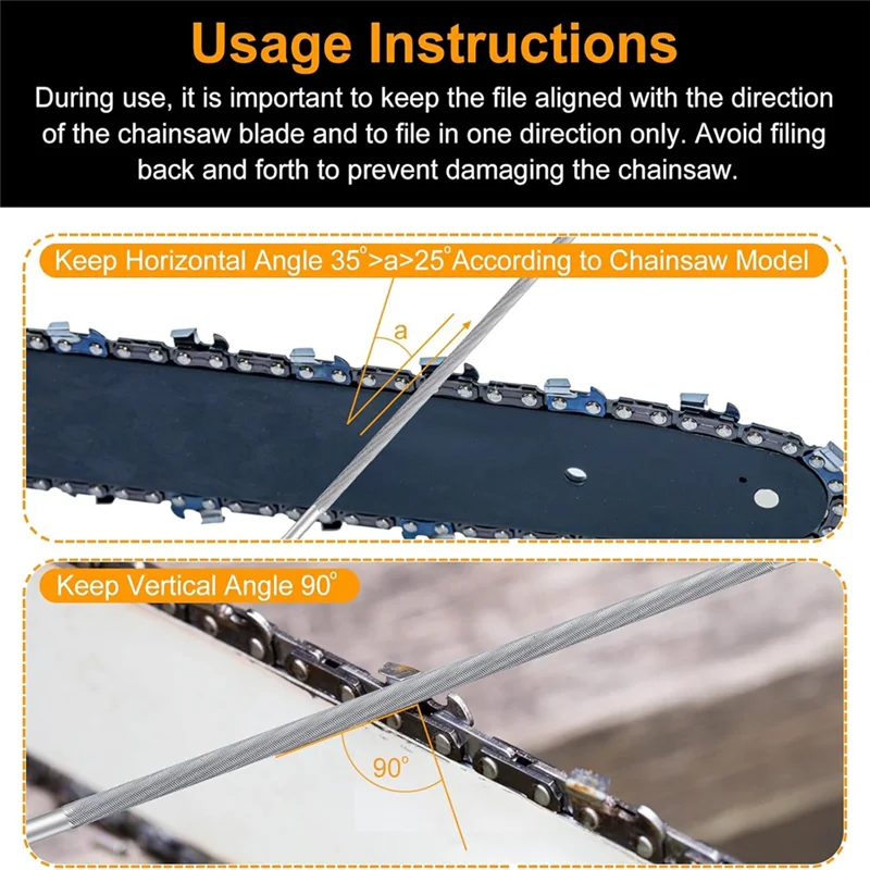 ABSS-7/32Inch Chainsaw File 6Pcs, Round Chain Sharpening File, Chain Saw Hand Files For Chainsaw With 3/8Inch Pitch Chains