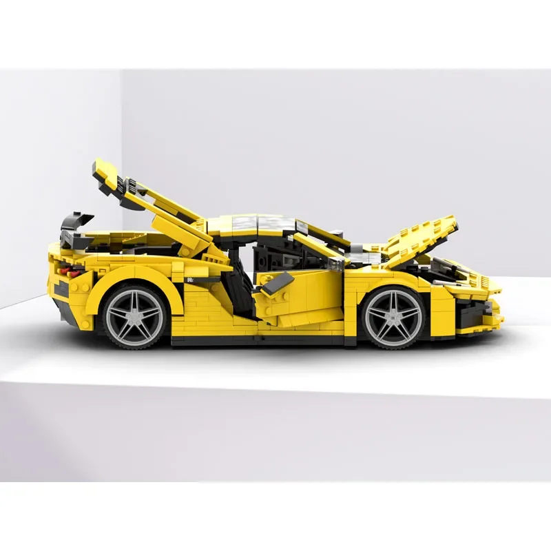 Juego de bloques de construcción modelo coche deportivo Z06 C8, juguete de bloques de construcción de empalme, 1221 piezas, color amarillo, MOC-162190