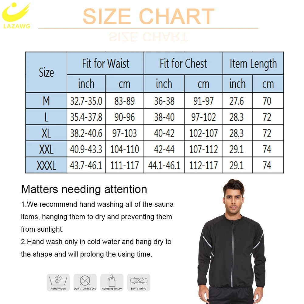 LAZAWG-traje de Sauna para hombre, conjunto de pantalones para adelgazar, chaqueta de manga larga para perder peso, Leggings de entrenamiento para Fitness, quemador de grasa para gimnasio