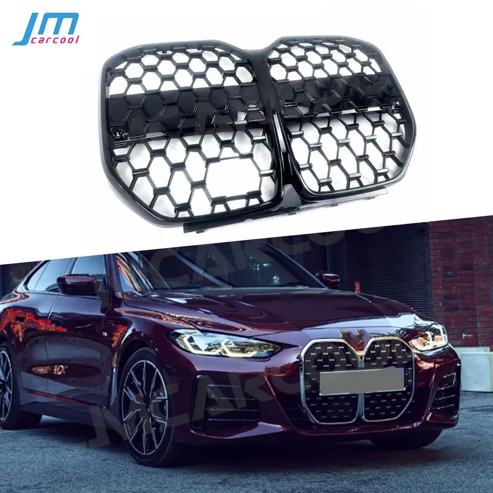 

Car Front Bumper Mesh Grill Facelift Cover for BMW 4 Series G26 425i 430i M Sport Sedan 2021 + ABS Black Silver 2 Styles