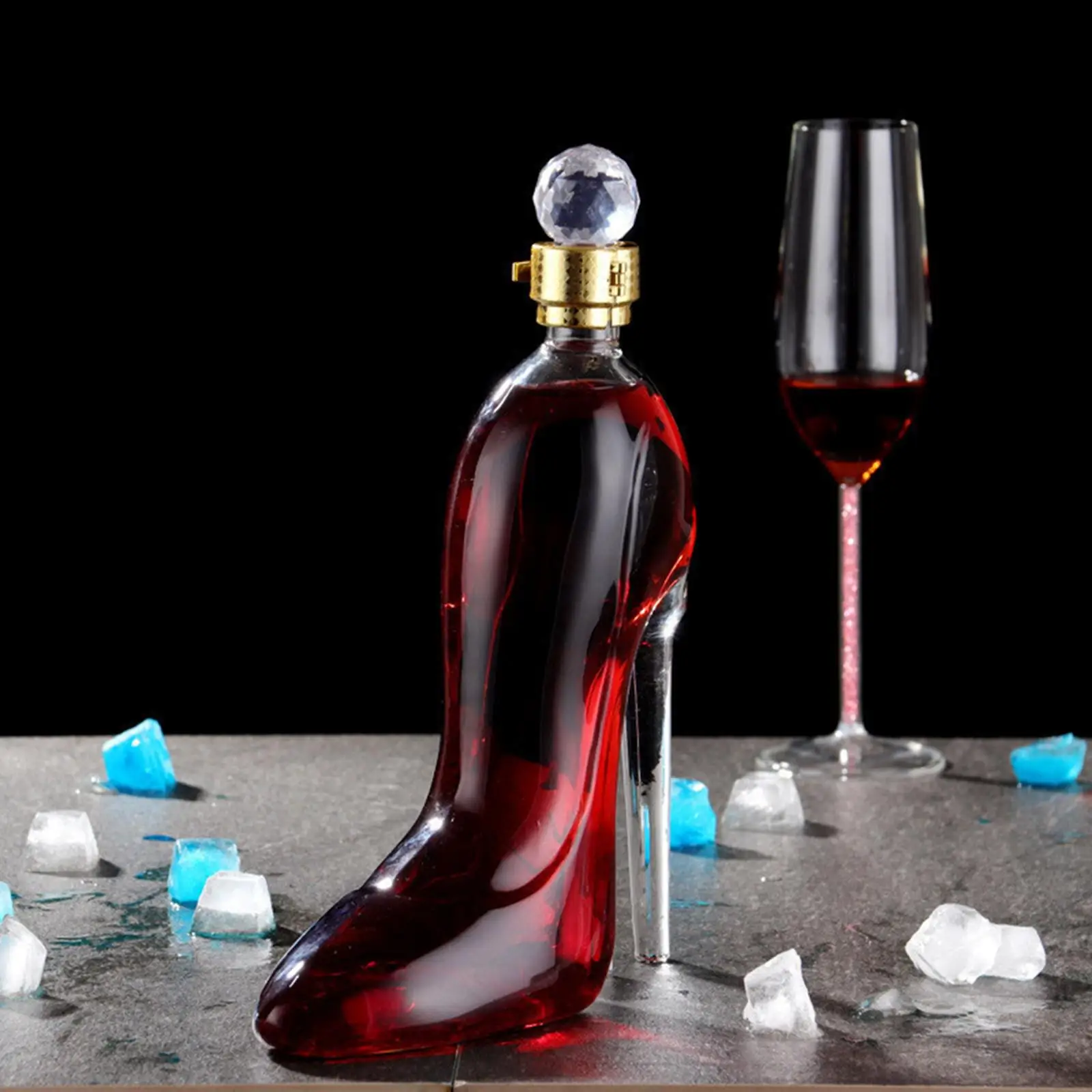 Novelty High-heeled Shoes Shape Whisky Decanter Luxurious Crystal Free Glass Merlot Bottle Dispenser