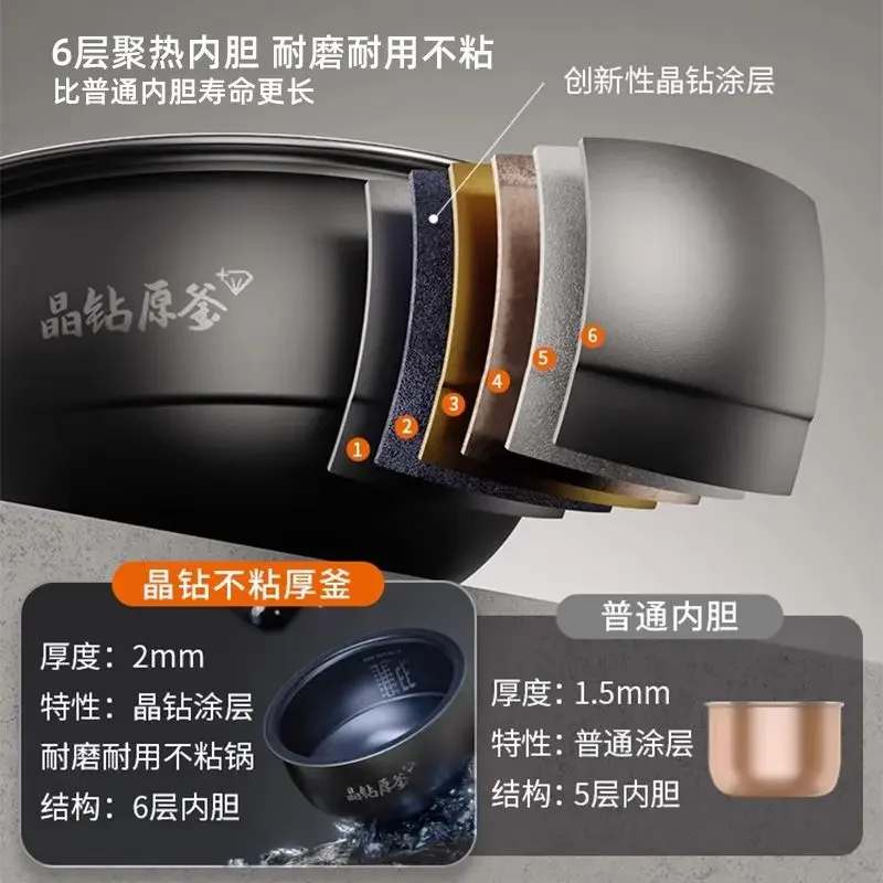Rice cooker new household 4-6 people 4L multifunctional rice cooker wood-fired rice cook congee