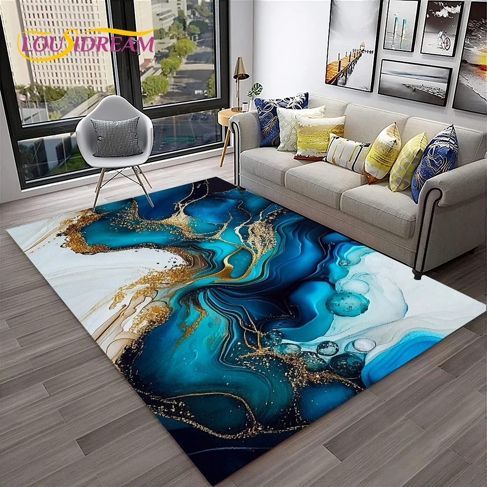 3D Illusion Fluid Colour Irregular Marble HD Carpet Rug for Home Living Room Sofa Doormat Decor,kids Area Rug Non-slip Floor Mat