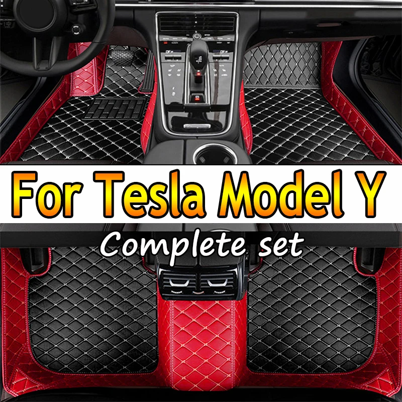 

Custom Car Floor Mat for Tesla Model Y 2021 2022 Carpet Durable Leather Phone Pocket 100% Fit for Your Car