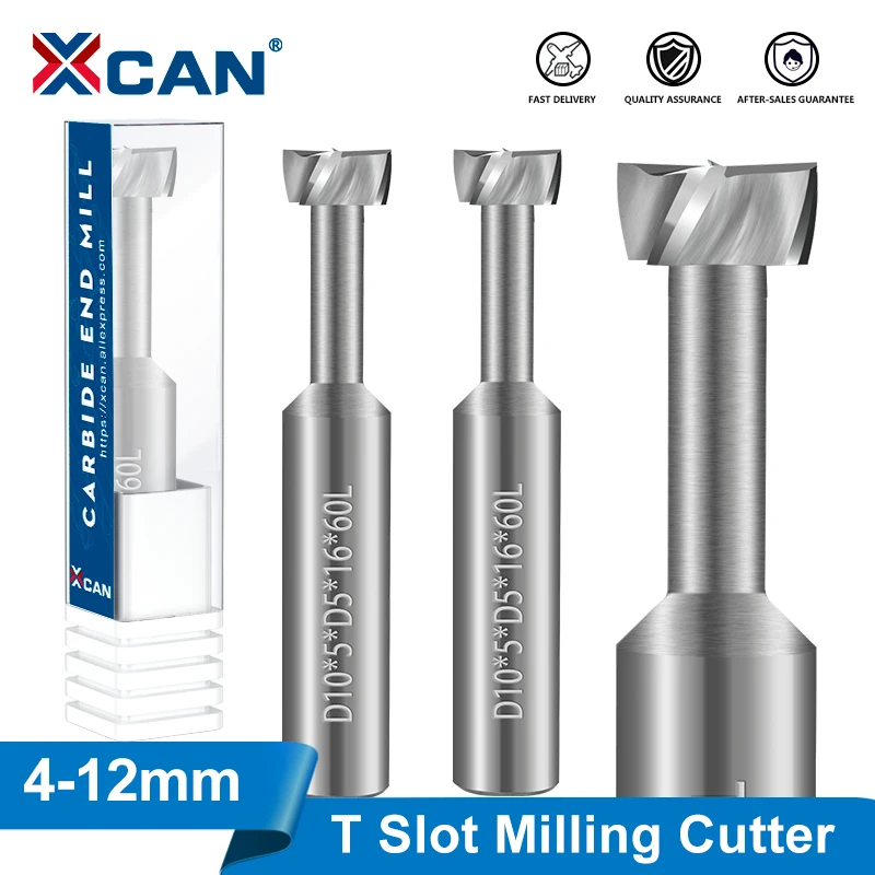 XCAN T Slot Milling Cutter 4mm 6mm 8mm 10mm 12mm CNC Router Bit for Al Steel Copper Milling Tool Carbide EndMills