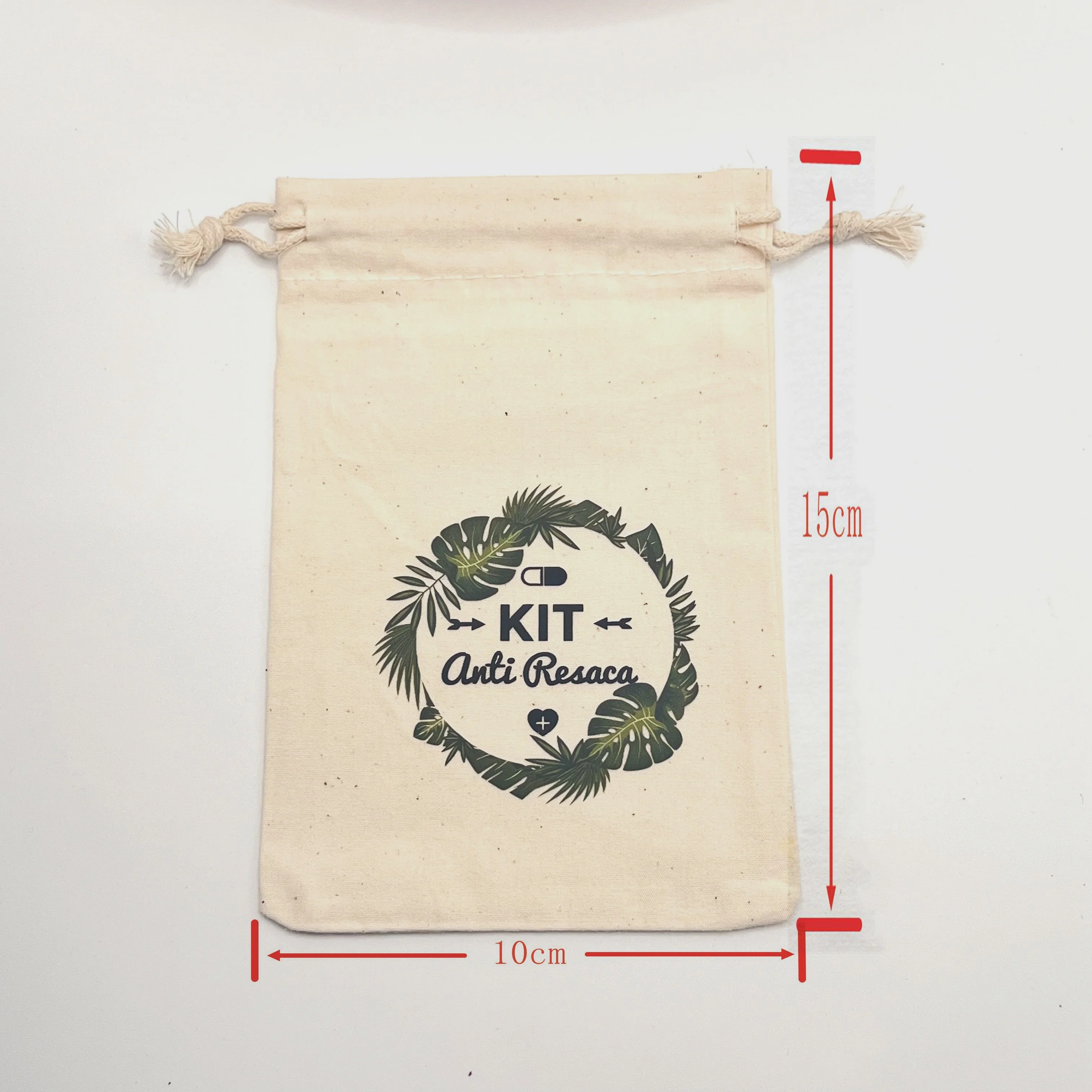 10pcs Tropical plants Creative Wedding Hangover bag Wedding supplies Anti Resaca Cotton cloth drawstring bag Gift wrapping 10*15