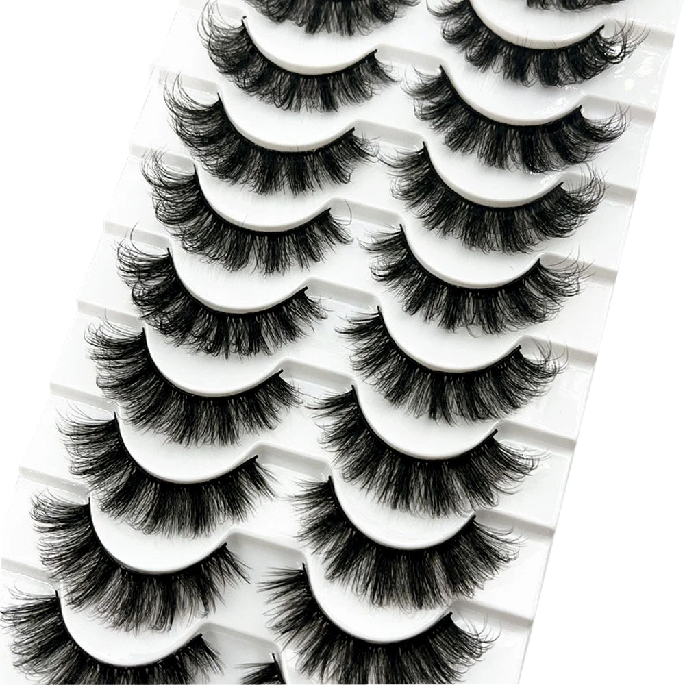 Lashes 10 Pairs DD curl Russian Strips Lashes Faux Mink Makeup Lashes 3D Mink Lashes Natural False Lashes Eyelashes Extensions