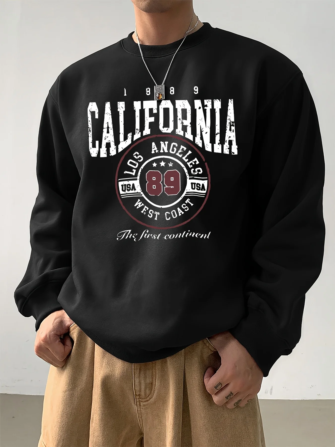 Sudadera de manga larga para hombre, de 280 g, con cuello redondo, ideal para el uso diario y para jugar al golf. Ropa de hombre asequible, disponible en varios colores, incluidos el negro y el azul, adecuada para usar en exteriores durante los meses de otoño e invierno.