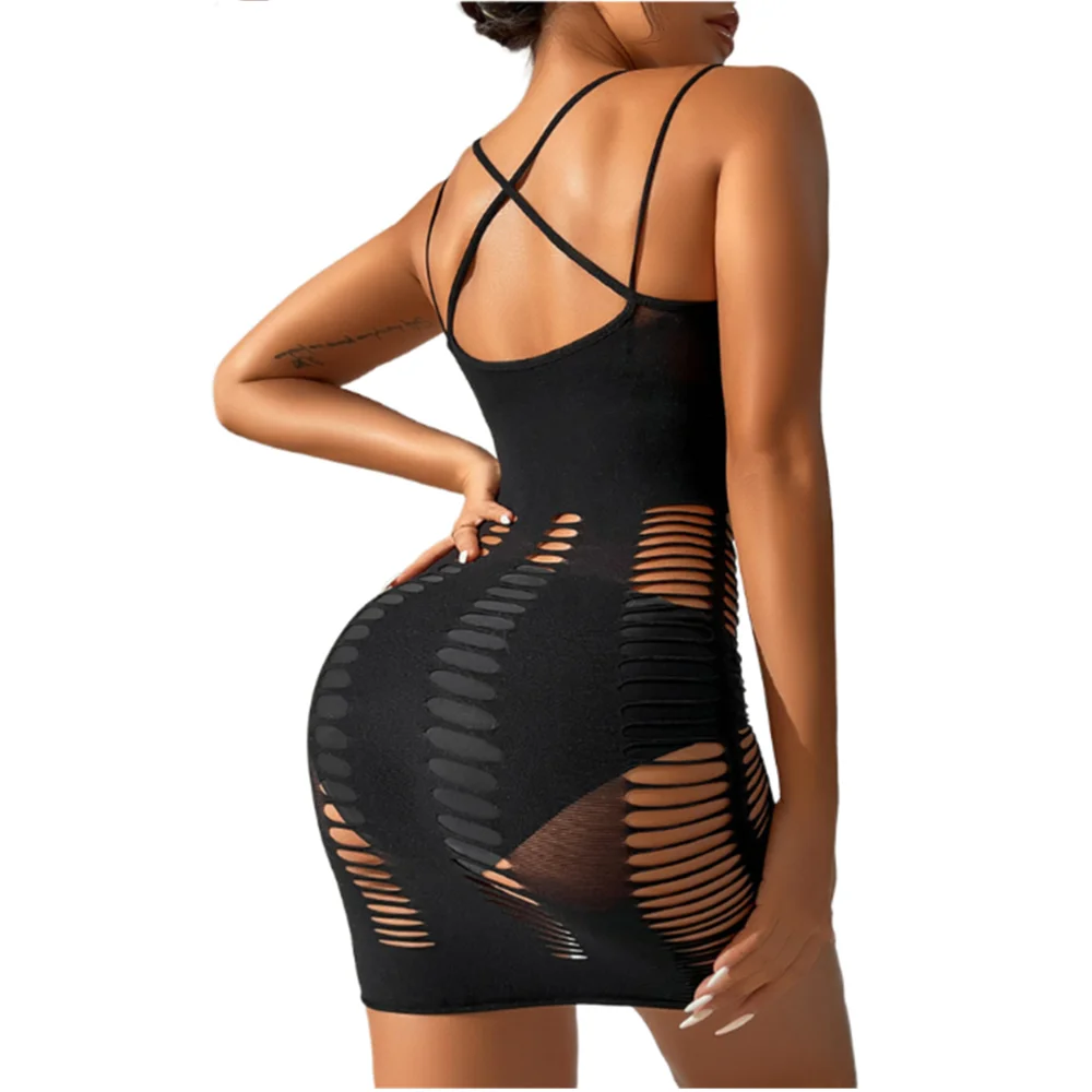 Sexy See-through Female Short Net Skirt Tight Lingerie Costume Transparent Underwear for Women Night Club Dress Hollow Design