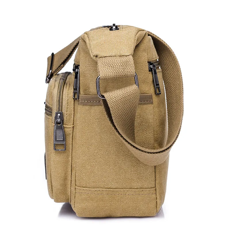 Bolso cruzado de lona con múltiples compartimentos para hombre, cartera de negocios gruesa y duradera, bolso de hombro informal de negocios