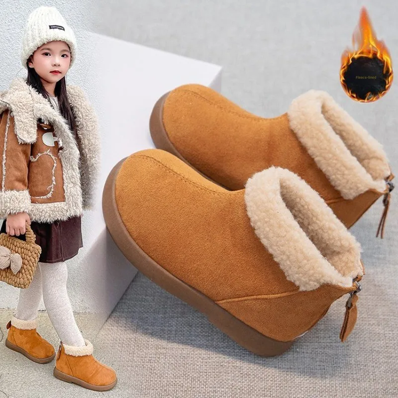 2026 Classic Charm and Minimalist Versatility Princess Snow Boots for Girls Suede Winter Shoes Girl Kids Velvet Platform Shoes