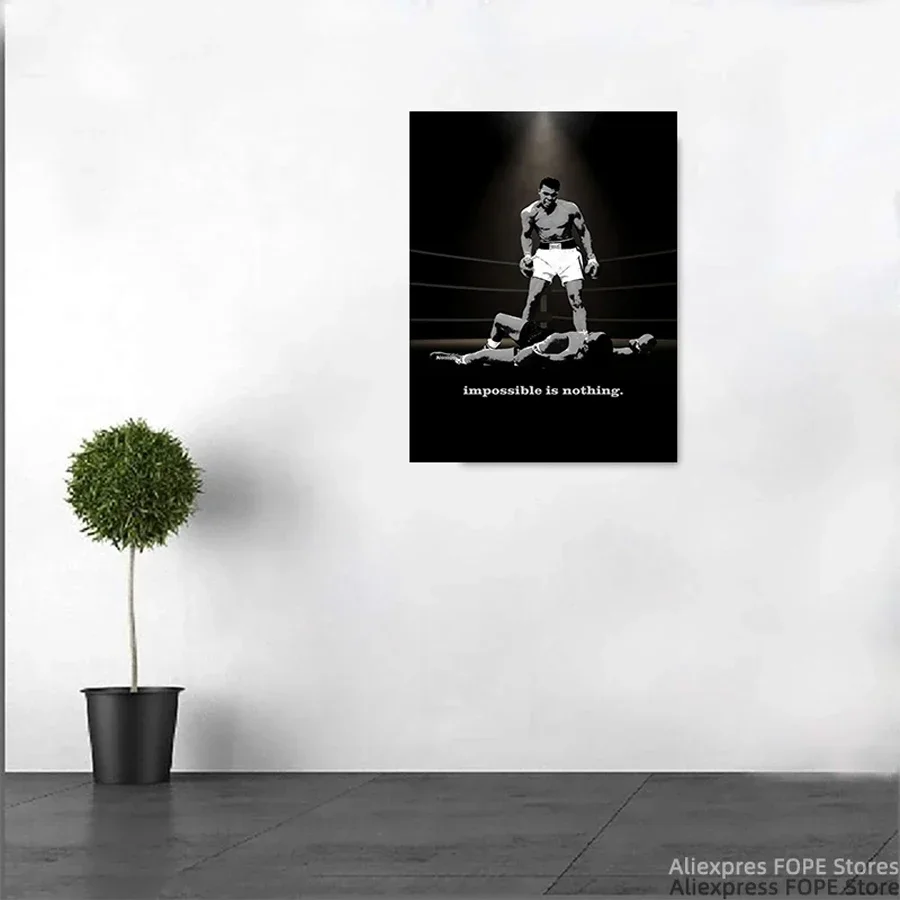 ملصق رسم على القماش وطباعة لجدار النادي ، المستحيل هو كل شيء ، تصميم مذهل ، مستوحى من الملاكمة محمد علي