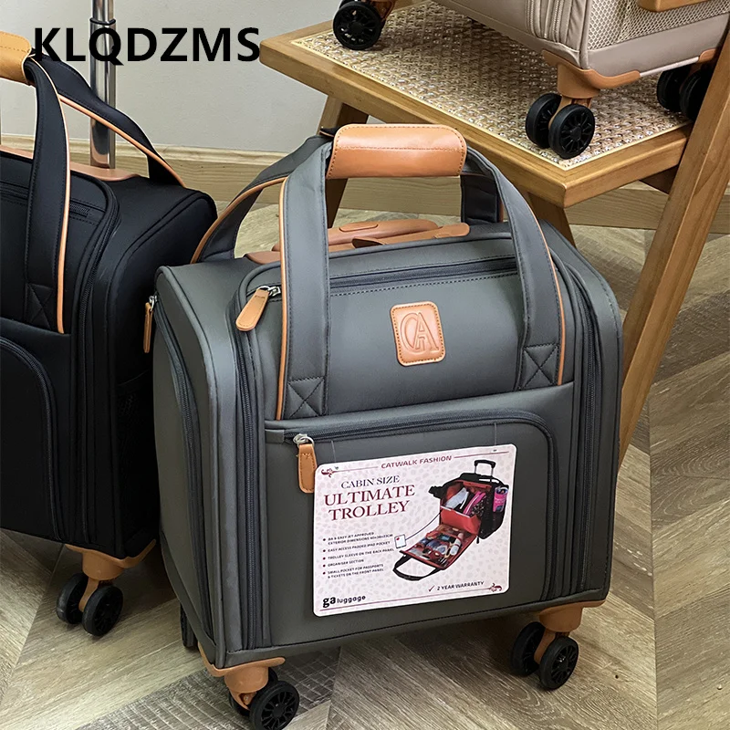 KLQDZMS High-quality 16-inch Suitcase Oxford Cloth Boarding Box Ultra-light Trolley Case Students Password Box Rolling Luggage