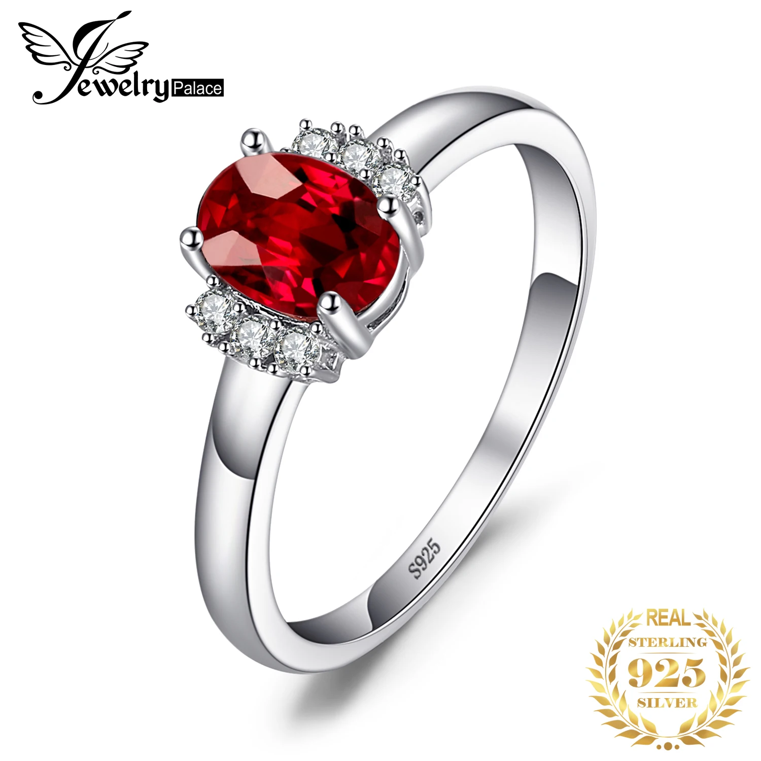 JewelryPalace owalny czerwony naturalny czerwony granat 925 srebro pierścionki dla kobiet moda zaręczyny kamień szlachetny biżuteria z kamieniami narodzin