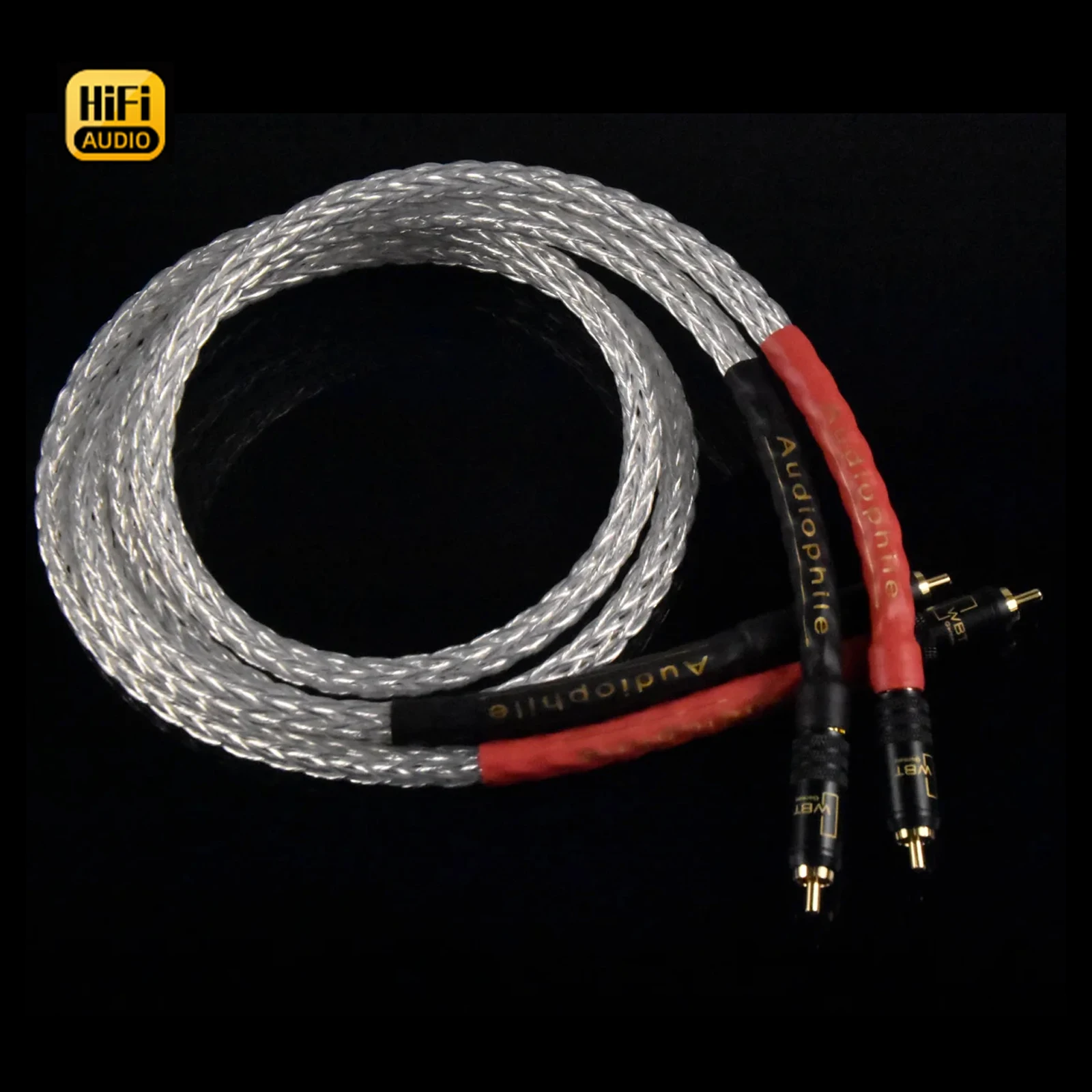 Hi-End 8AG 7N OCC Silver Plated RCA Cable WBT Self Locked RCA Plug Audiophile rca signal cable for Amplifier DAC TV Car