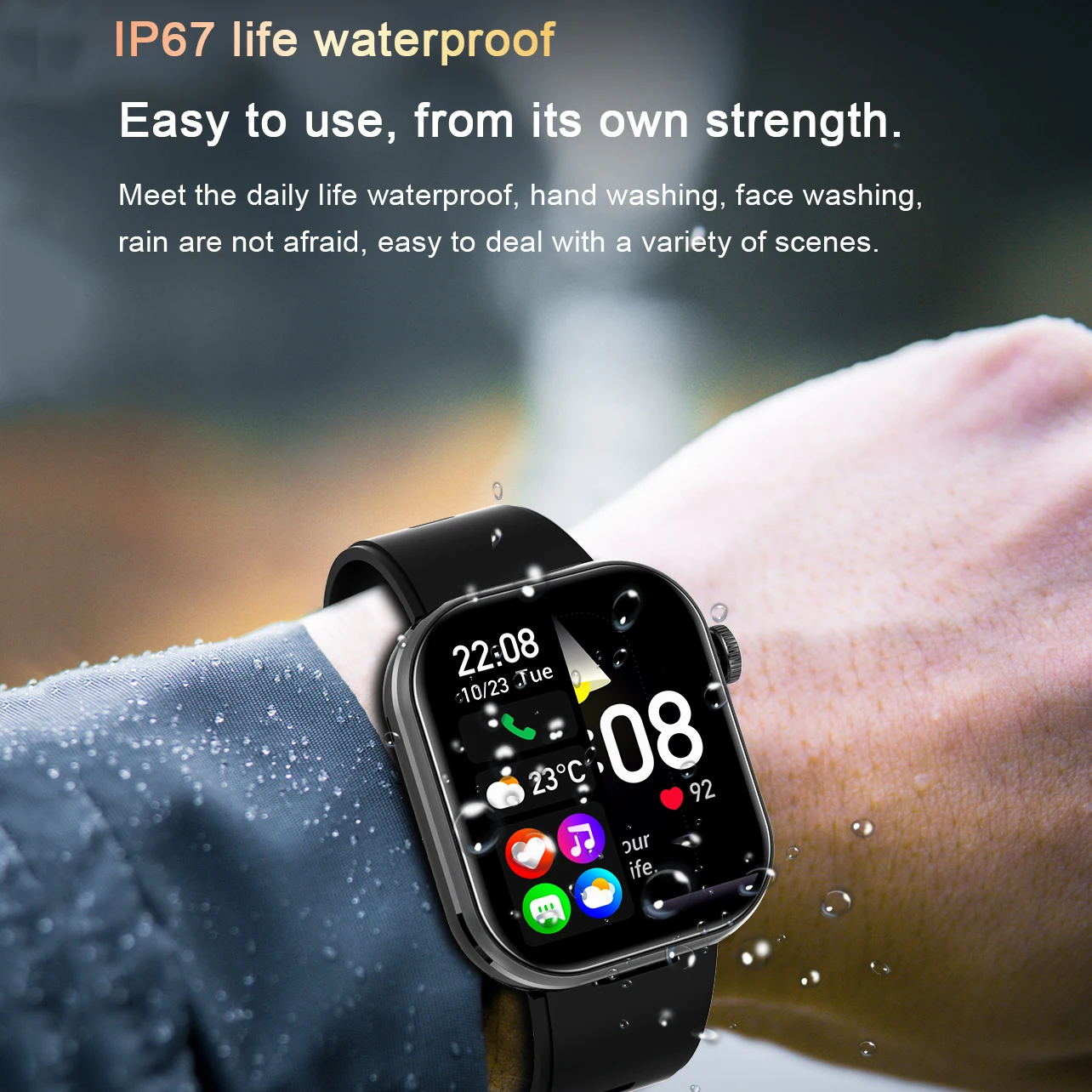 Domars 2 in 1 Smartwatch with Earphones Health Sleep Monitoring Heart Rate Testing IP65 Water Resistance Multilingual Support