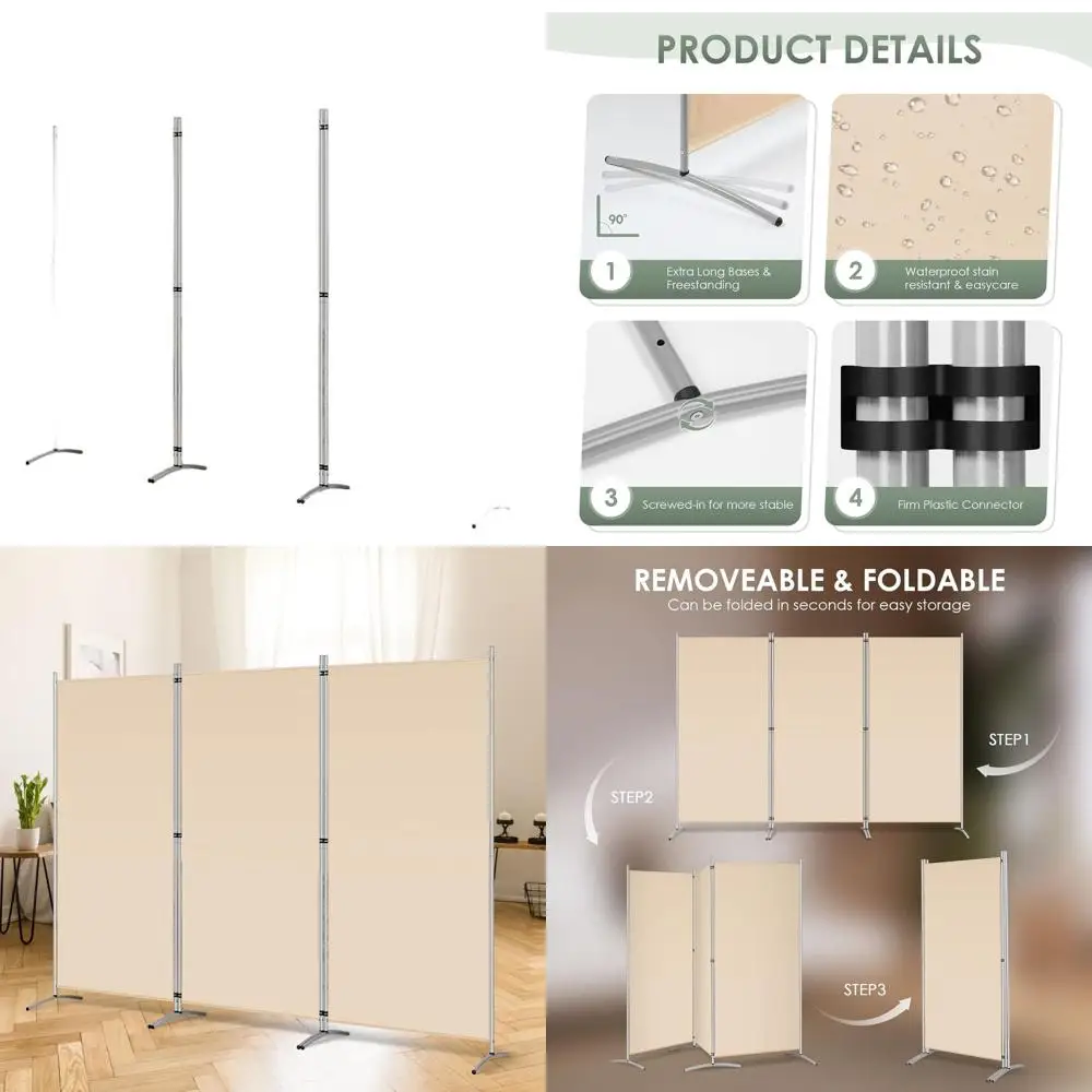 6 Ft Tall 3-Panel F… - image