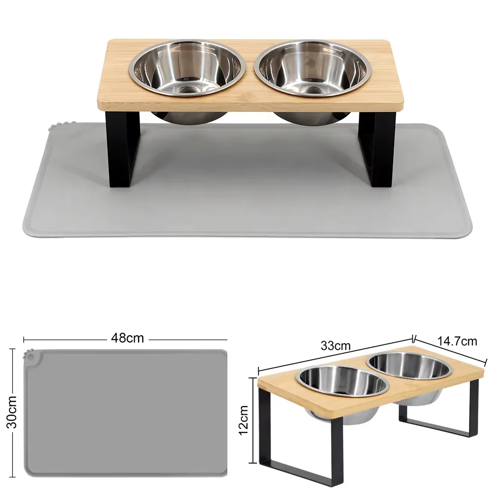 Comedero doble antideslizante para gatos y perros en acero inoxidable - imagen 3