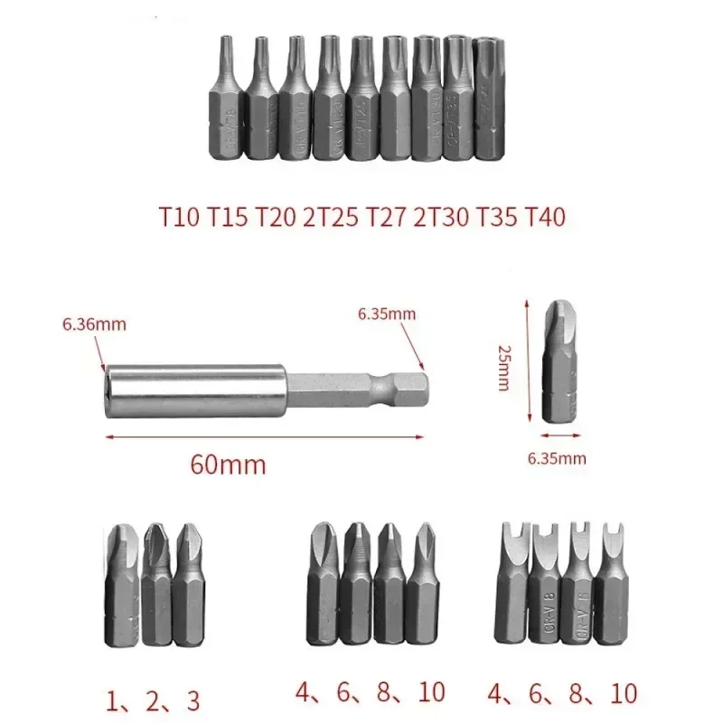 New Blossom Slotted Electric Three-claw Four-claw Screwdriver Screwdriver Combination 33pcs Accessories Hexagonal Plum Bit Set