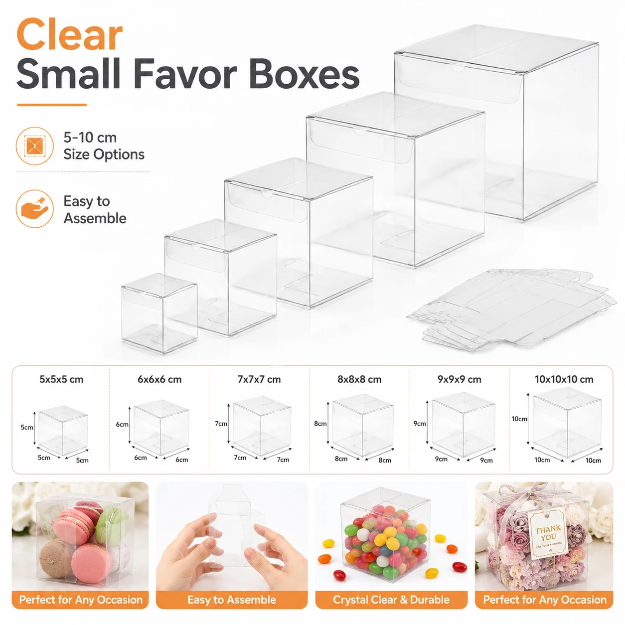 Clear PVC Foldable Gift Boxes 10 Pcs