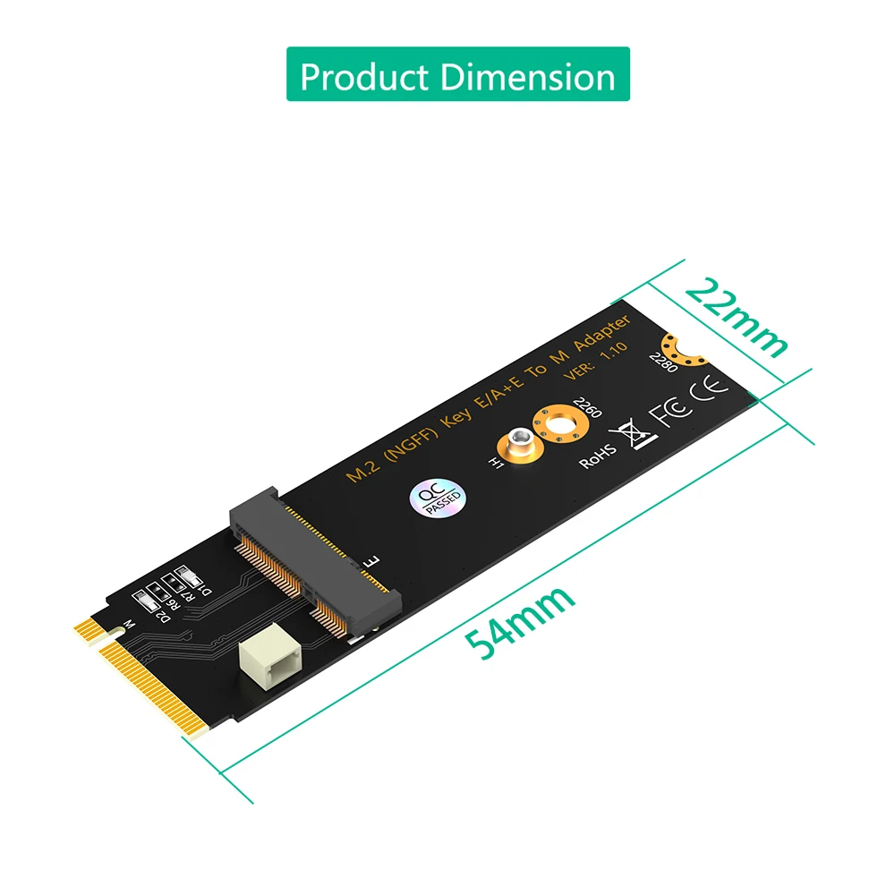 Upgrade Version M.2 NGFF A+E key WiFi/Bluetooth Card to M.2 Key M Adapter Card for Intel AX200/AX201/AX210