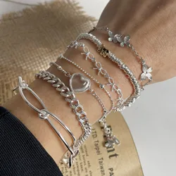 925 Sterling Silver Bracelets for Women Chain Accessories Trend Vintage Simple Knot Pendant Party Jewelry Gift