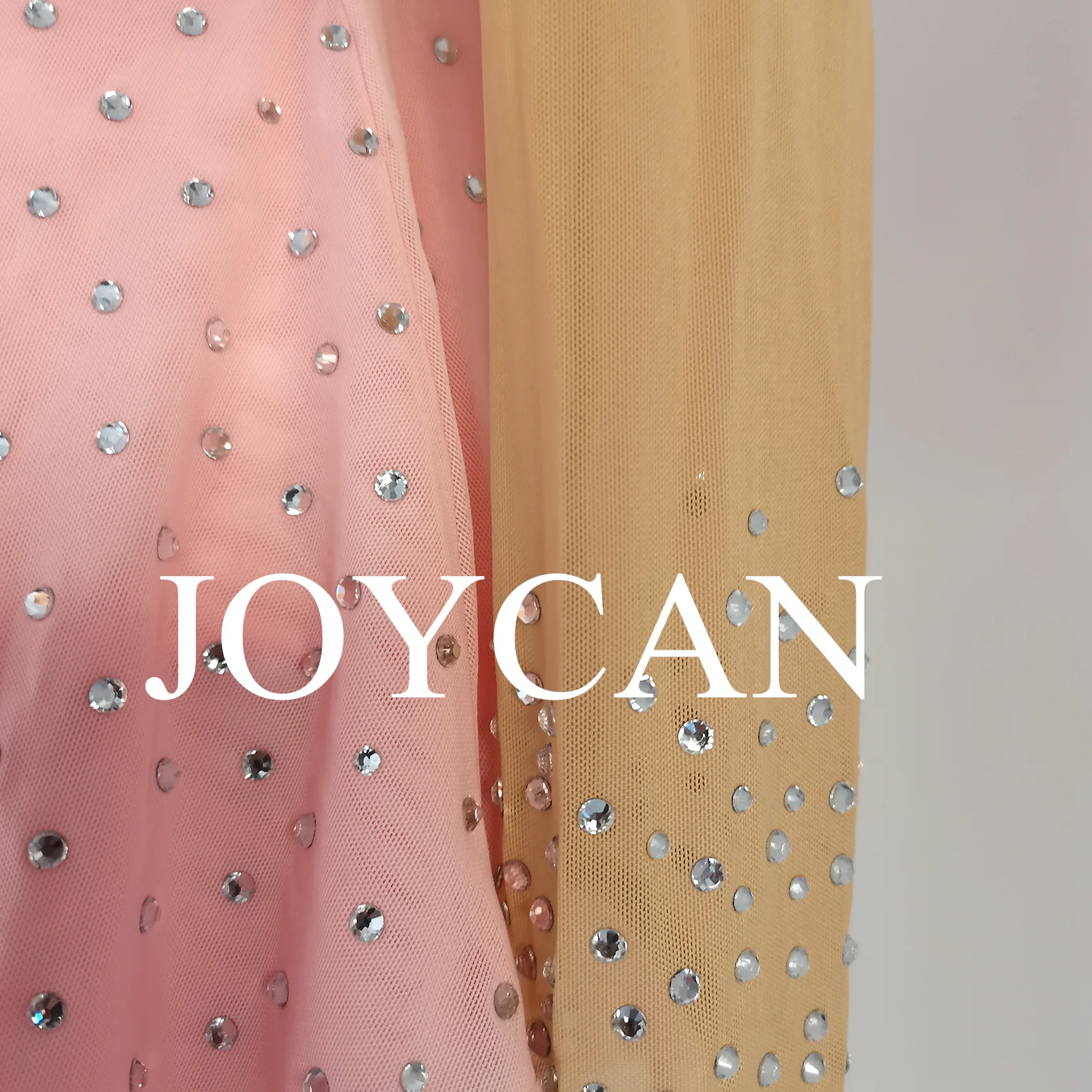JoyCan Eiskunstlaufkleid für Mädchen, rosa Spandex, dehnbar, Wettkampf-Tanzkleidung, individuell gestaltet