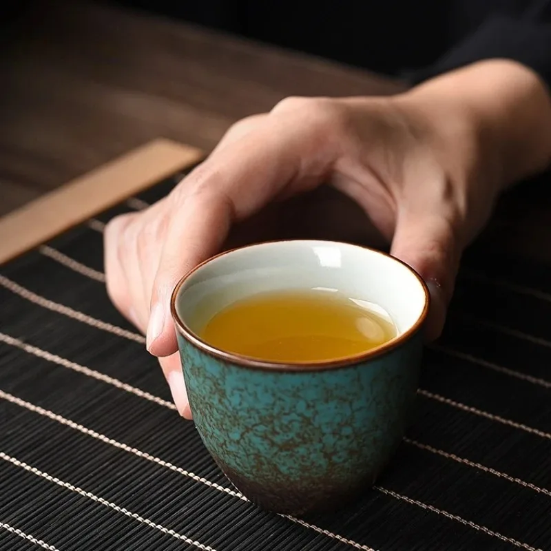OvO Store Agate Green Tea Cup Creative Retro Household Ceramic Cup, Gongfu Tea Set