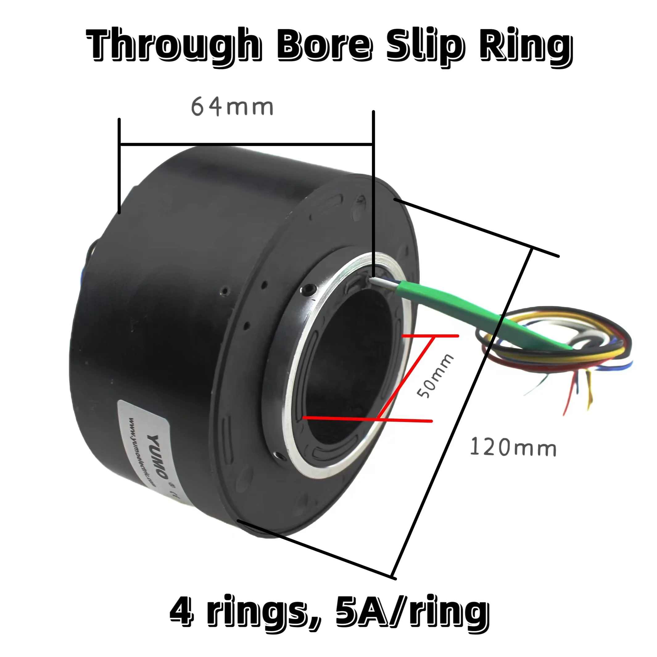 YUMO Through bore  Slip ring SRH50120-6P   Rotating  Ring Connector