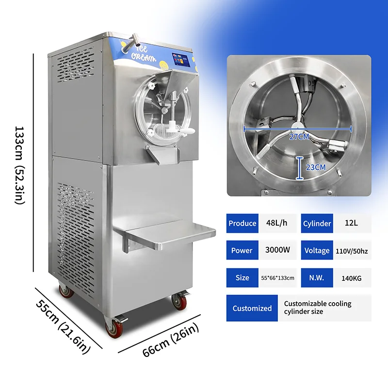 New 5 Functions 48L/H Commercial Ice Cream Machine Italian Gelato Hard Ice Cream Maker Batch Freezer Sorbet Ice Slush Machine