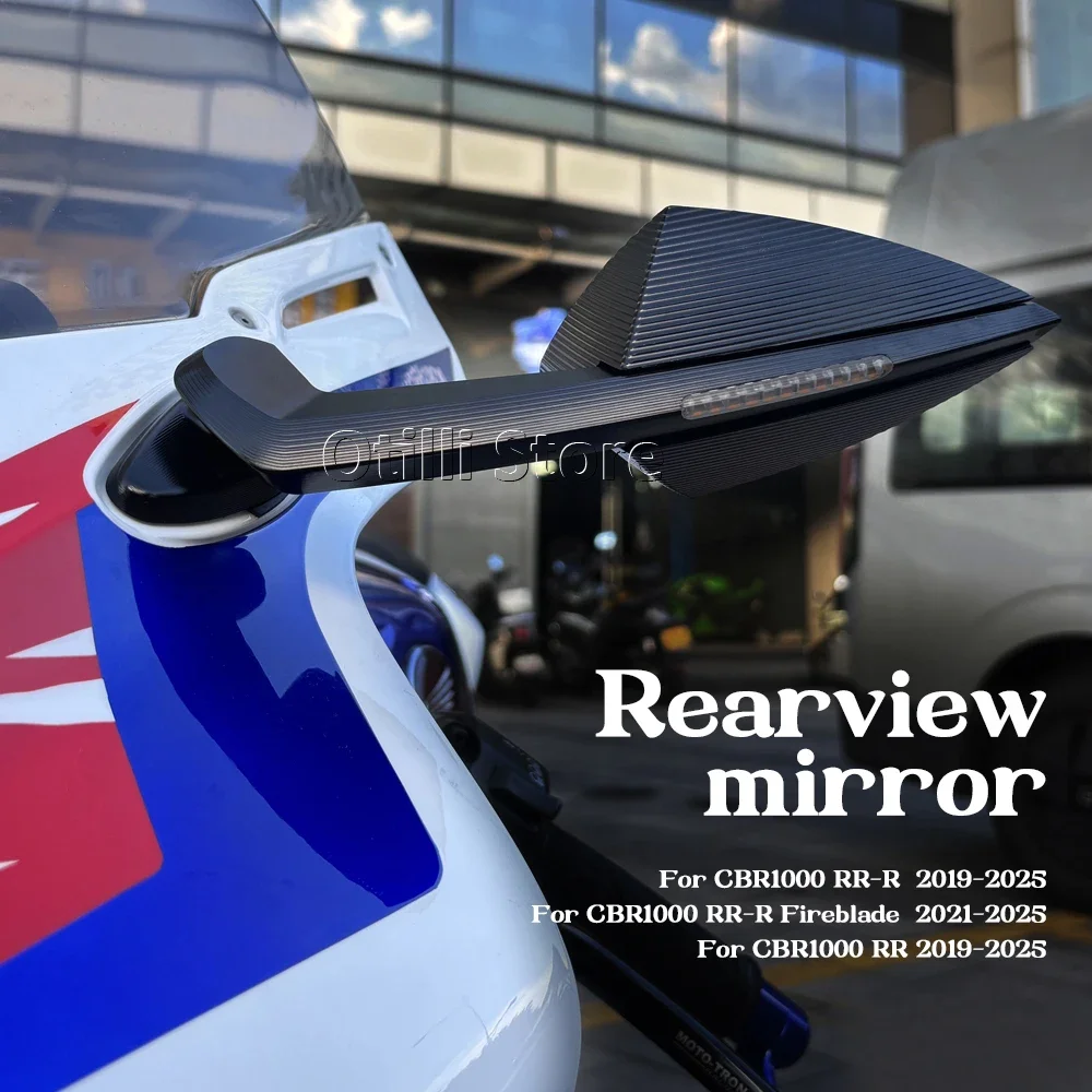 CBR1000RR دراجة نارية الرؤية الخلفية LED بدوره إشارة المرايا الجانبية الأسود لهوندا CBR1000RR CBR 1000RR CBR1000RR-R Fireblade 2019-2025 #2