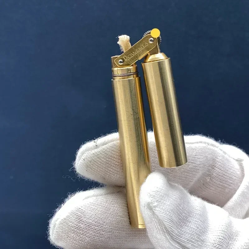 New Brass Kerosene Nunchakus Lighters Windproof Mini Retro Grinding Wheel Ignition Flint Free Fire Men Smoking Toy Gift