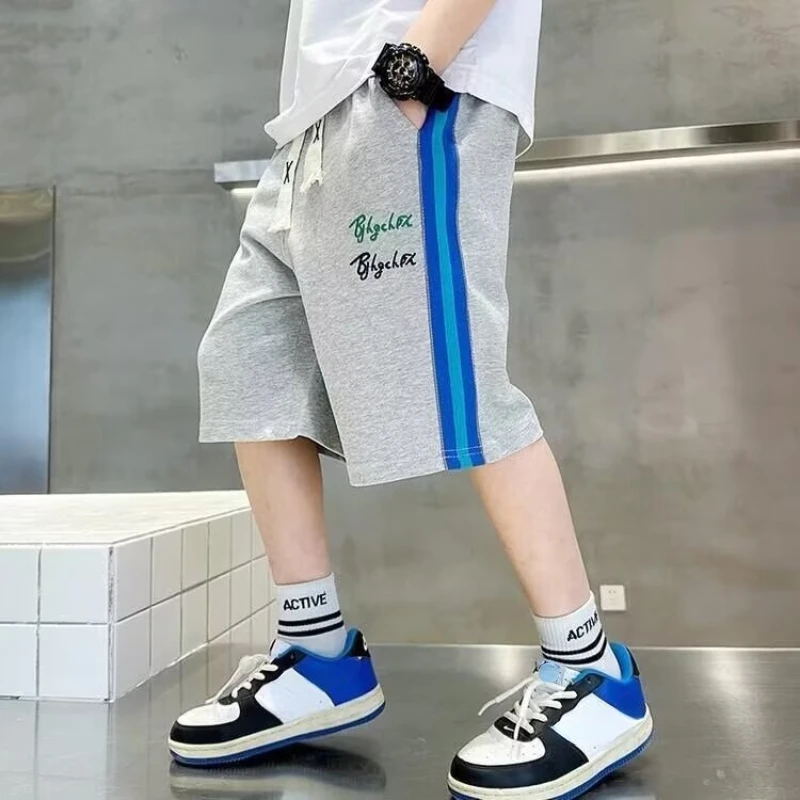 Boys Shorts Summer Children's Clothing Children's Casual Large Size Sweatpants Boys Fashion Embroidered Letters Beach Shorts