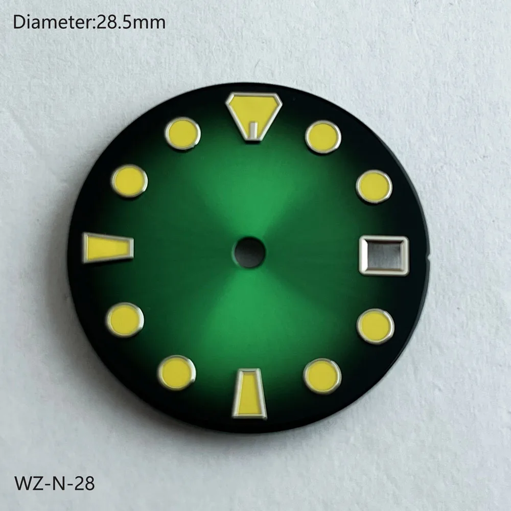 قرص NH35 28.5 ملم PROSPEXX متدرج أصفر أرجواني أخضر قرص أمة الله للحركة الأوتوماتيكية اليابانية NH35 يمكن تخصيص الشعار
