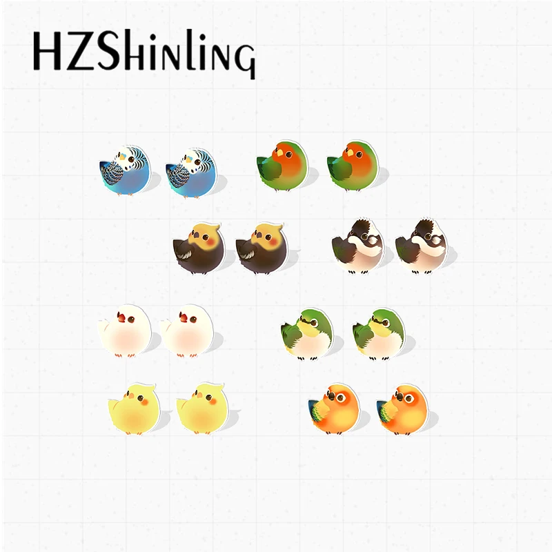 2022 New Fashion Lovely Parrots Cute Fat Birds Stud Earrings Handcraft Epoxy Earrings Acrylic Earrings