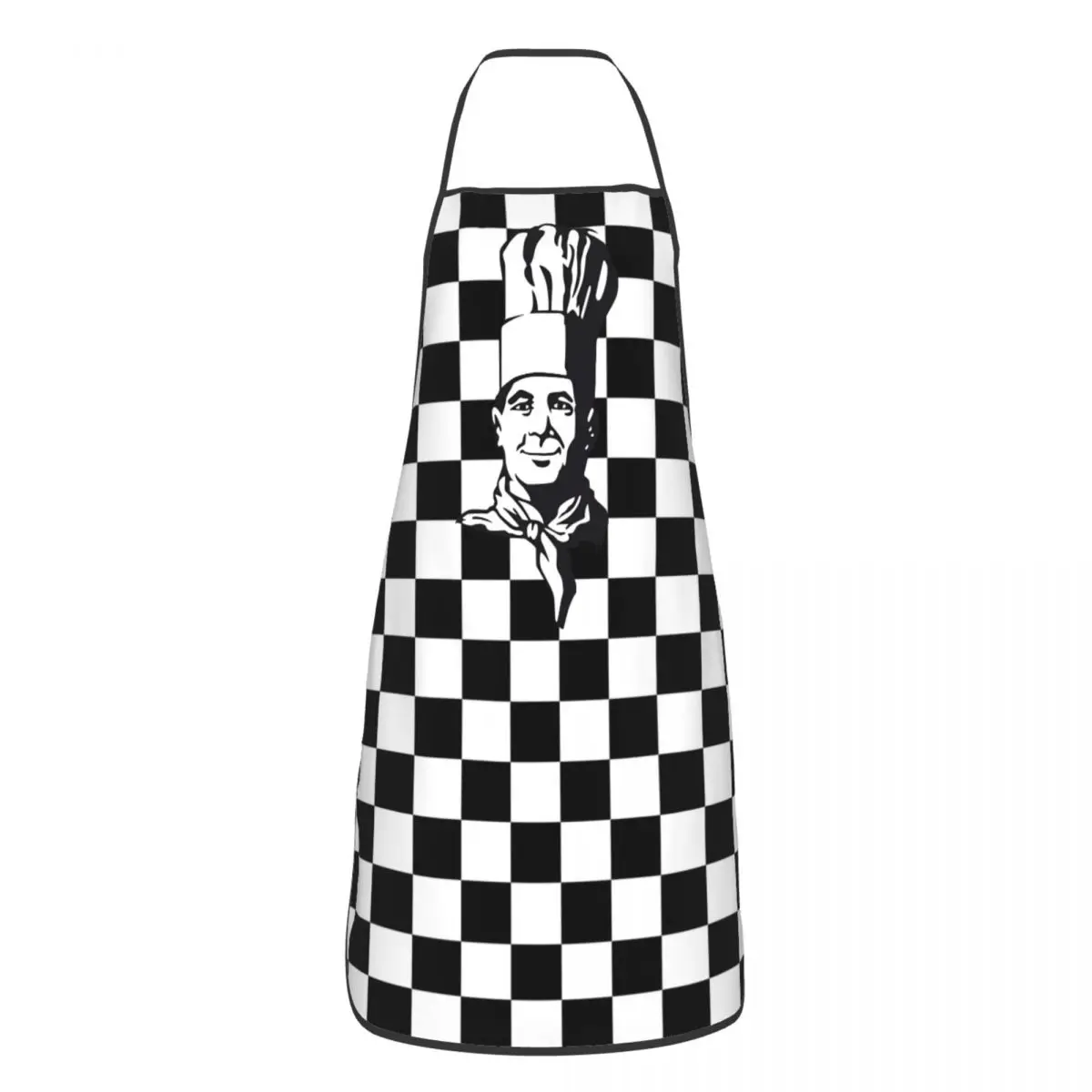 Unisex Check Checkered Devant Chaud Bib Apron Adult Women Men Chef Tablier Cuisine for Kitchen Cooking Painting